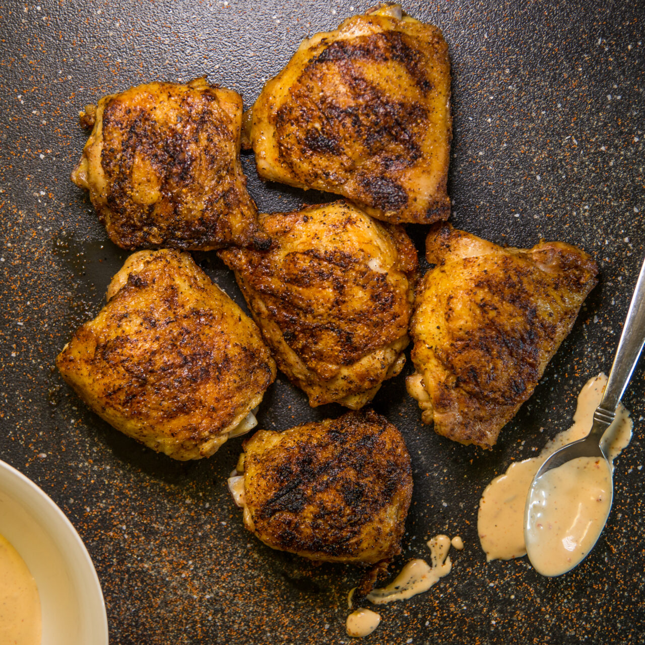 Herb Chicken Thighs with White Barbecue Sauce