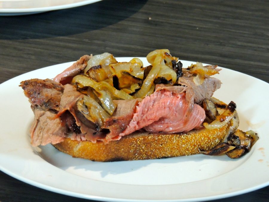 Open Faced Steak Sandwich with Mushrooms & Onions