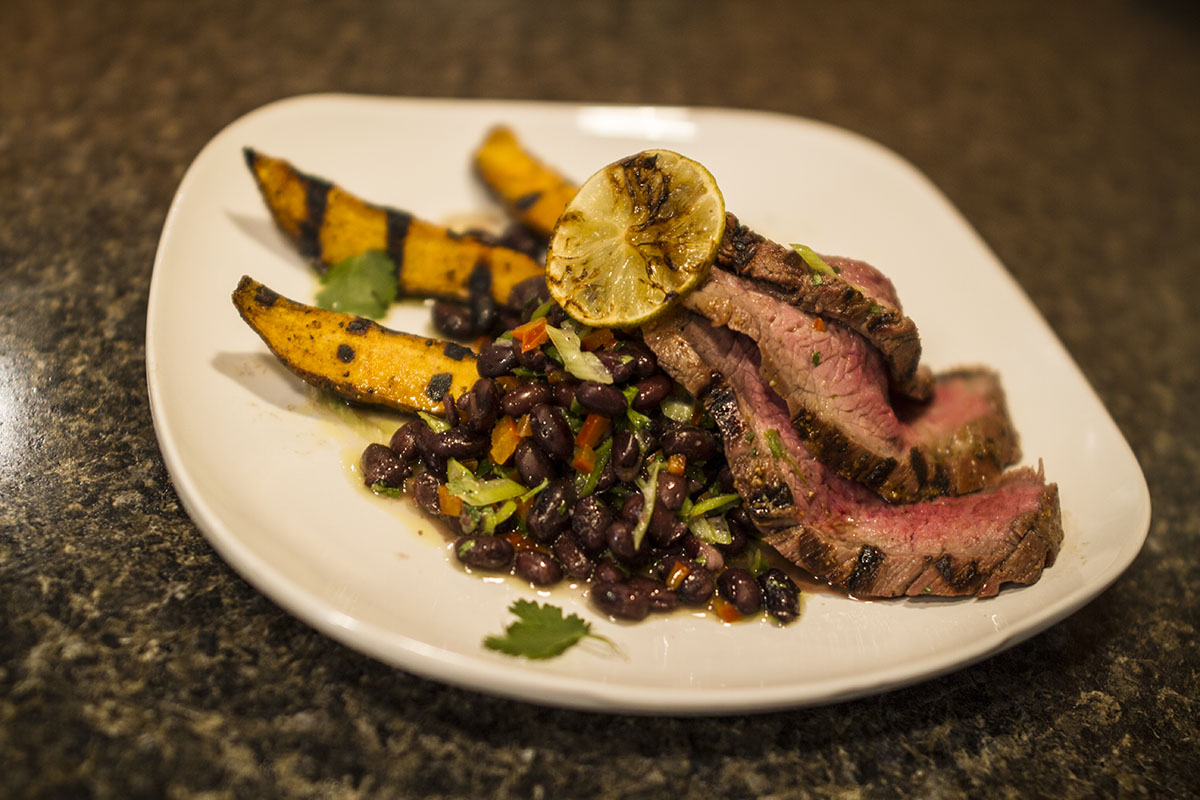 Mojo Marinated Flank Steak with Cuban Black Bean Salsa