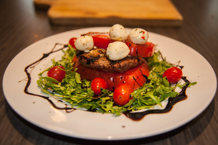 Grass Fed Beef and Vidalia Burger Caprese