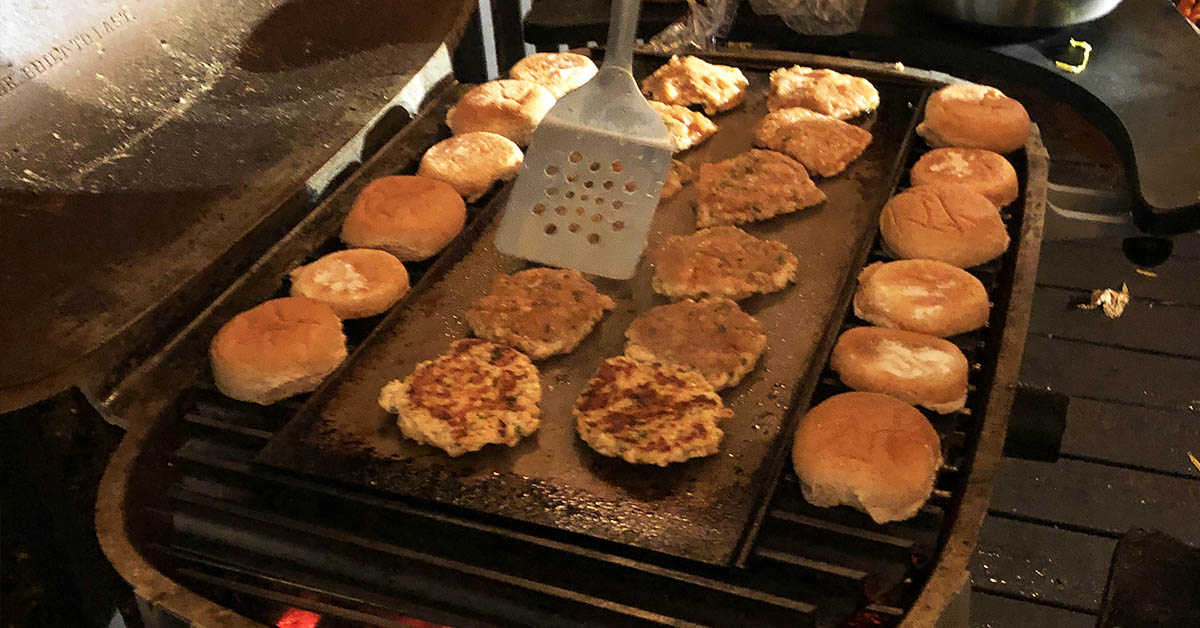 Salmon and Shrimp Sliders with Spicy Kimchi Slaw