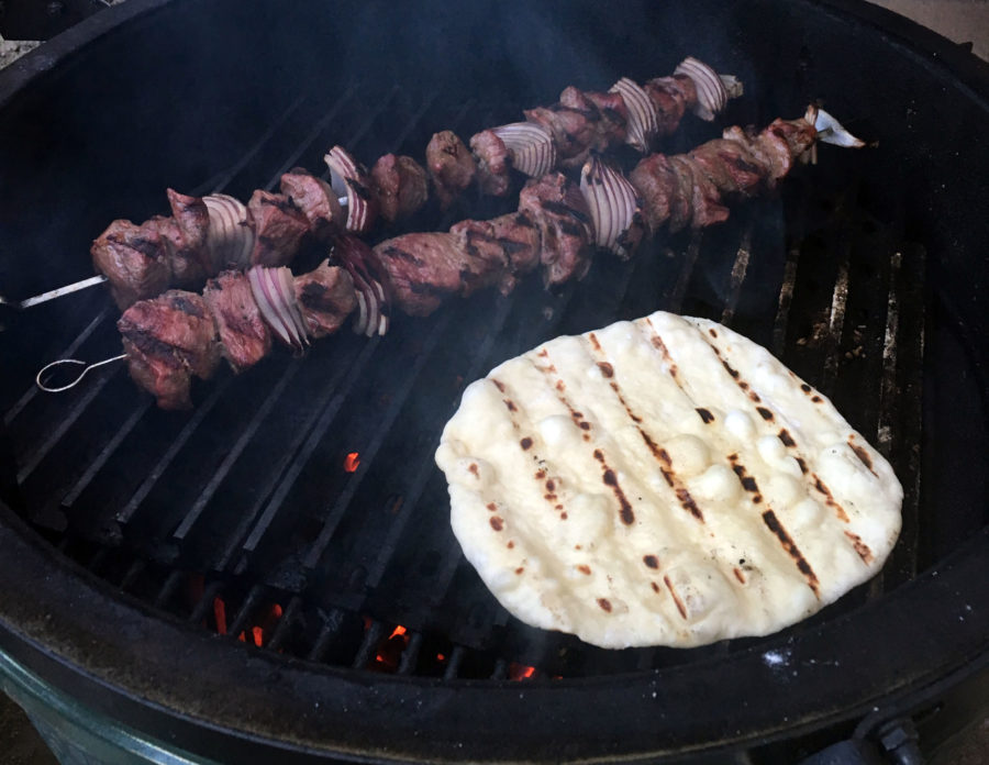 Grilled Lamb Kebabs with Red Onion and Yogurt Sauce