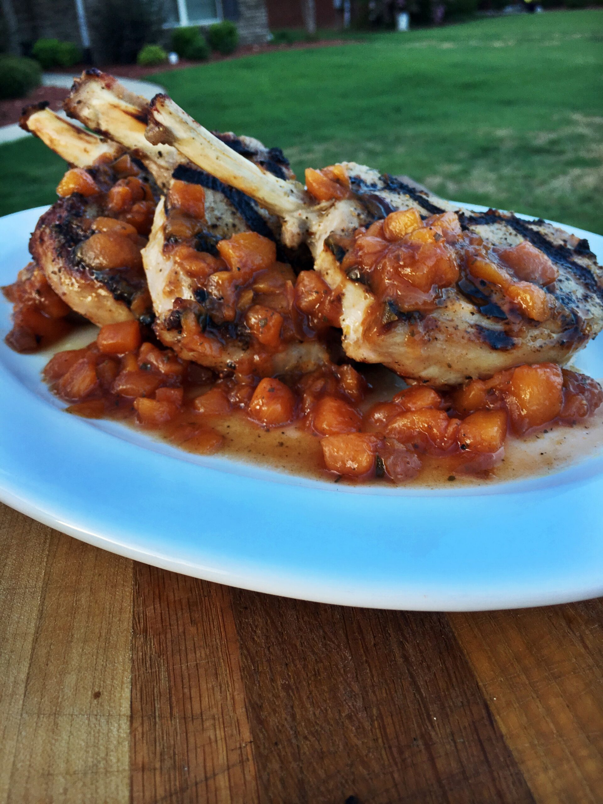 Peach and Rosemary Grilled Pork Chops