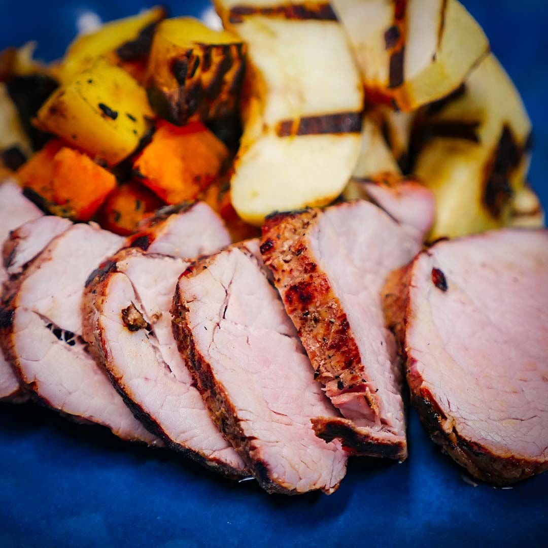 Brined Pork Loin with Sweet Potato Hash